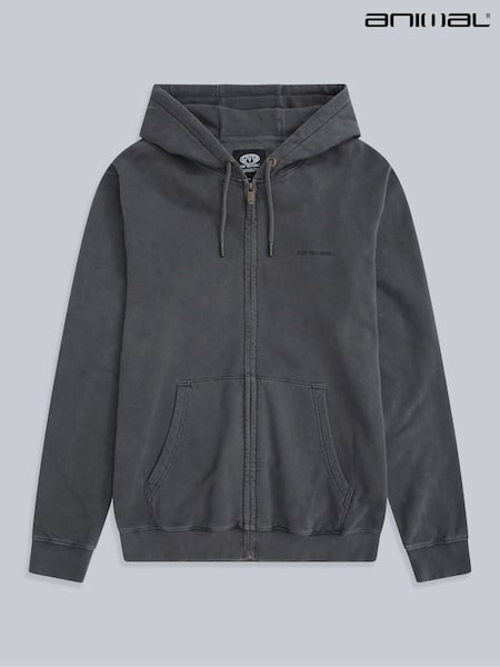 אפור - Animal Mens Woody Zip 100% Cotton Hoodie (H23256) | ‏246‏₪