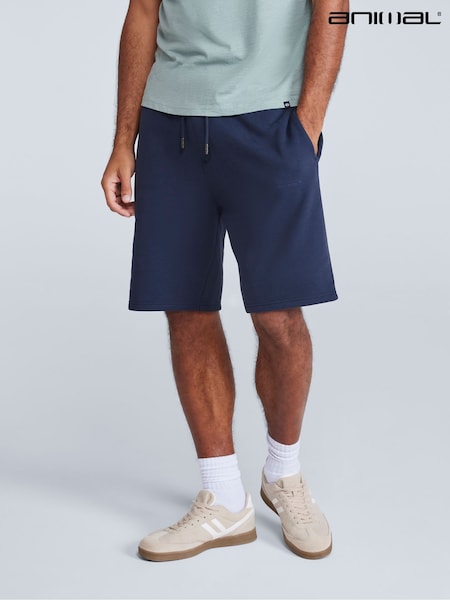 Синий - Animal Mens Driver 100% Cotton Joggers Shorts (H23276) | €42