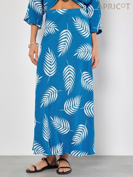 Apricot Blue Bias Cut Mono Palm Leaf Skirt (H23361) | €51
