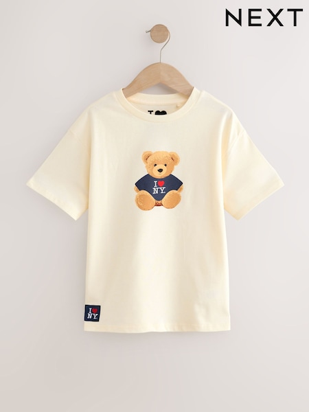 Cream Bear I Love New York License T-Shirt (3-16yrs) (H23368) | €20 - €28