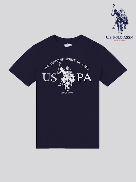 U.S. Polo Assn. Aqua Blue Boys Graphic Print 100% Cotton T-Shirt (H23494) | €27 - €33