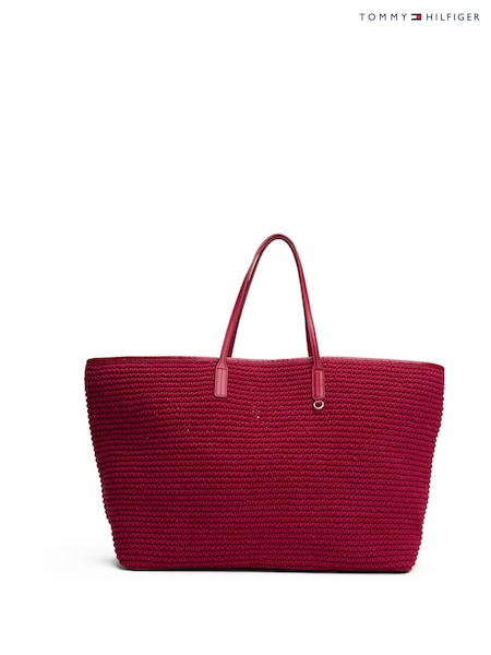 Tommy Hilfiger Red The Sofia Capsule Leather 100% Cotton Beach Bag (H23563) | €320
