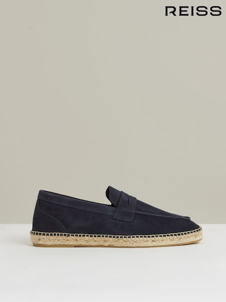 Reiss Navy Cannes Suede Penny-Strap Espadrilles (H23637) | SGD 353