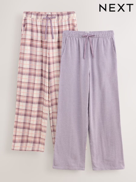 Pink Check Cosy Pyjama Bottoms 2 Pack (H23675) | €54