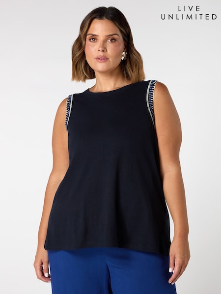 Live Unlimited 100% Cotton Jersey Embroidered Vest (H23707) | 335 LEI