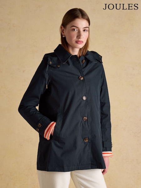 Joules Rainmore Navy Waterproof button through Raincoat (H23721) | $171