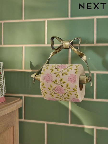 Gold Bow Wall Mount Toilet Roll Holder (H23732) | 105 SAR
