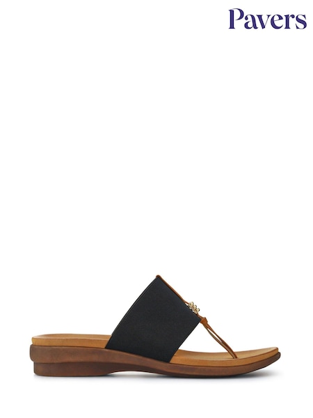 Pavers Black Flexible Toe-Post Sandals (H23779) | AED192