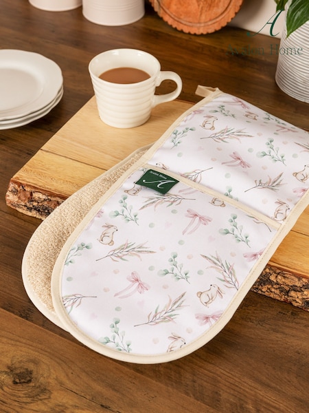 Avalon Home White and Pink Bunnies and Bows Oven Gloves (H23780) | €49