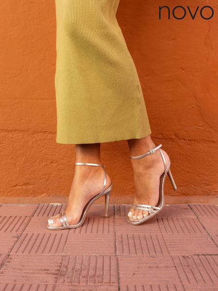 Novo Silver Wide Fit MATILDA Strappy Heeled Sandals (H23806) | R$ 355