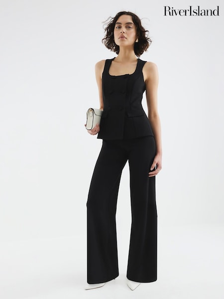 River Island Black Double Breasted Jumpsuit (H24106) | R$ 525