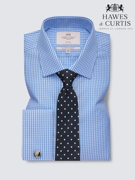 Hawes & Curtis Blue Gingham Check 100% Cotton Shirt (H24134) | €93