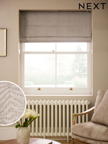 Natural Ready Made Blackout/Thermal Roman Blind Zebra Chenille (H24188) | €72 - €153
