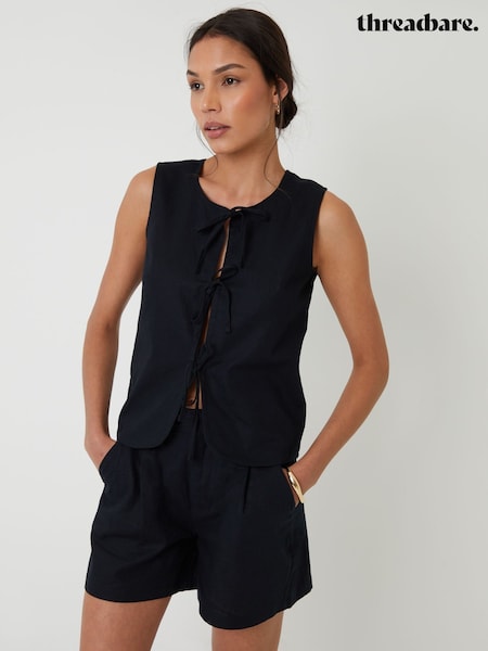 Threadbare Black Linen Blend Tailored Shorts (H24196) | €37