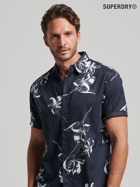 Superdry Navy Blue Hawaiian Print Shirt (H24209) | €68