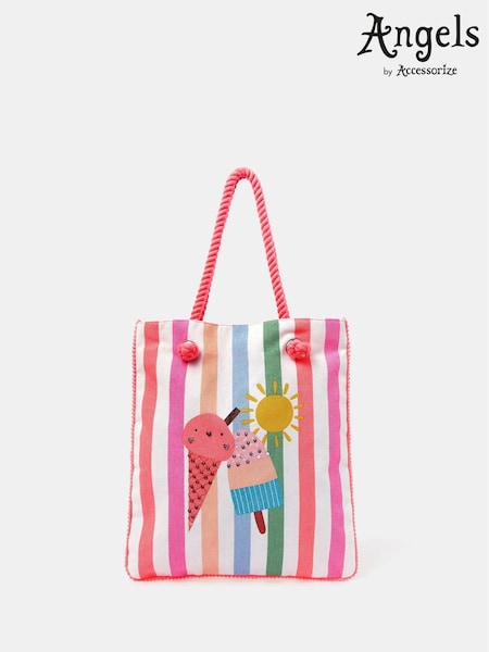 Angels By Accessorize Pink Girls Ice Cream Stripe Shopper Bag (H24228) | €22