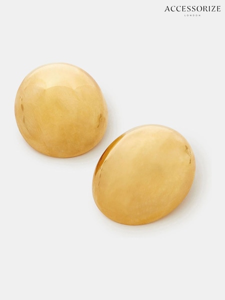 Accessorize 14ct Plated Dome Stud Earrings (H24237) | ‏141‏₪