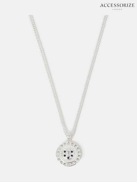 Accessorize Silver Tone Diamante Disc Pendant Necklace (H24239) | €25
