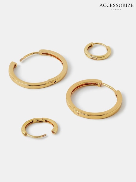 Accessorize Plated 14ct Hoop Earrings 2 Pack (H24245) | ‏85‏₪