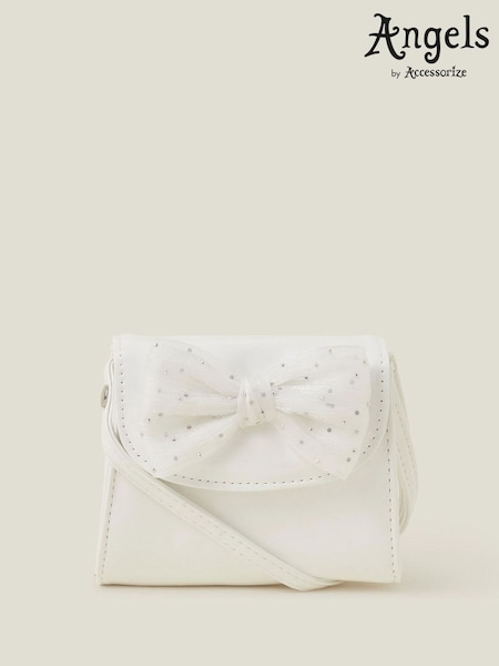 Angels By Accessorize White Girls Patent Diamante Bow Bag (H24249) | €23