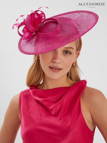 Accessorize Pink Large Disc Feather Corsage Fascinator Hat (H24252) | €99