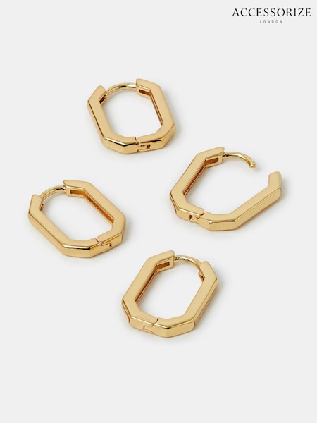 Accessorize Plated 14ct Rectangular Hoop Earrings 2 Pack (H24255) | € 26