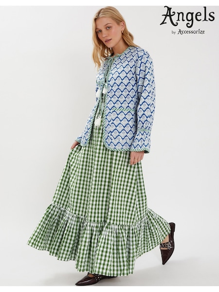 Accessorize Blue Dandelion Print Tie Quilted 100% Cotton Jacket (H24257) | ₪377