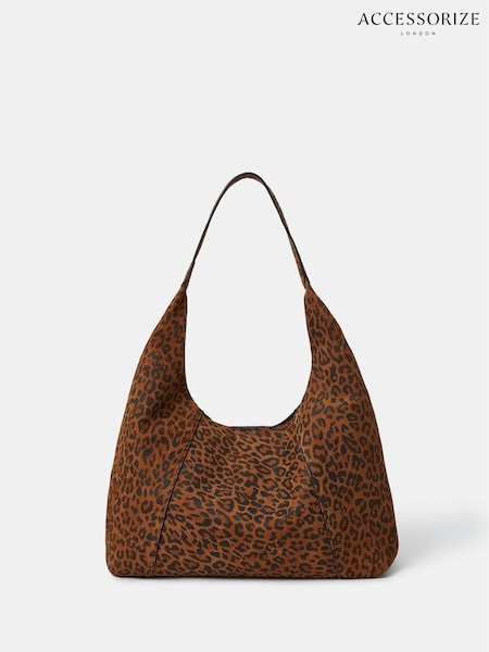 Accessorize Animal Leopard Print Suede Shoulder Bag (H24262) | ₪302