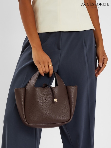 Accessorize Brown Top Handle Faux Leather Cross-Body Bag (H24276) | ₪151