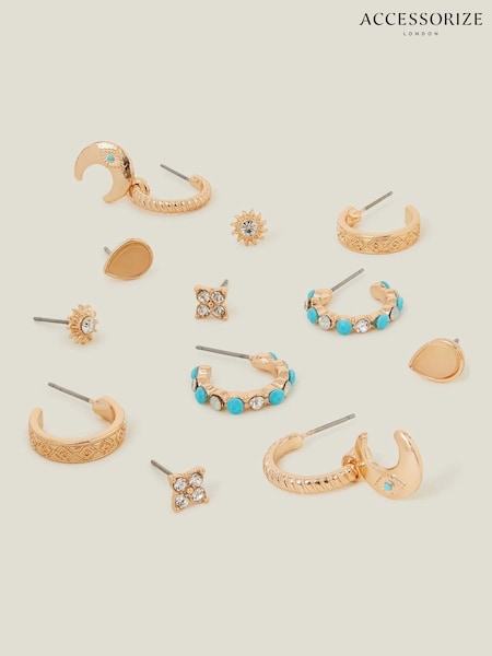 Accessorize Tone Celestial Stud and Hoop Earrings 6 Pack (H24280) | € 22