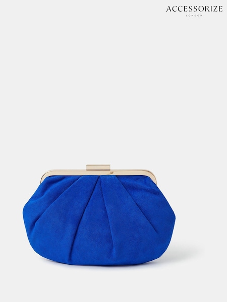 Accessorize Blue Pleated Suedette Clutch Bag (H24281) | €43