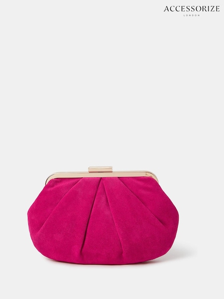 Accessorize Pink Pleated Suedette Clutch Bag (H24291) | 217 QAR