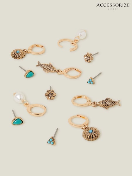 Accessorize Fish Charm Stud and Hoop Earrings 6 Pack (H24294) | € 22