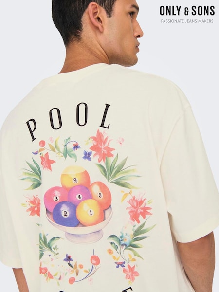 Only & Sons White Back Print 100% Cotton T-Shirt (H24303) | €25