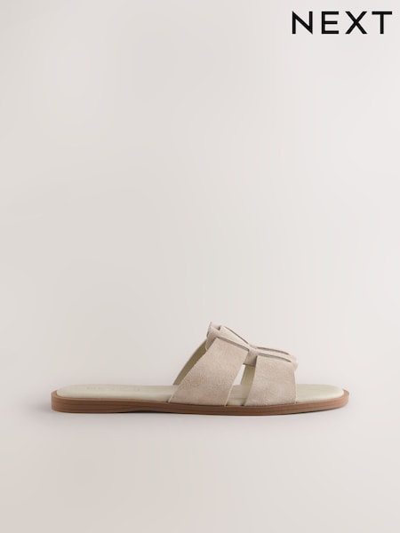 Neutral Taupe Suede Standard/Wide Fit Forever Comfort® Slot Mule Sandals (H24304) | €34.50