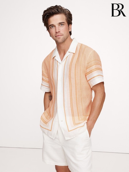 Banana Republic Orange Standard-Fit Linen Resort Shirt (H24306) | €125