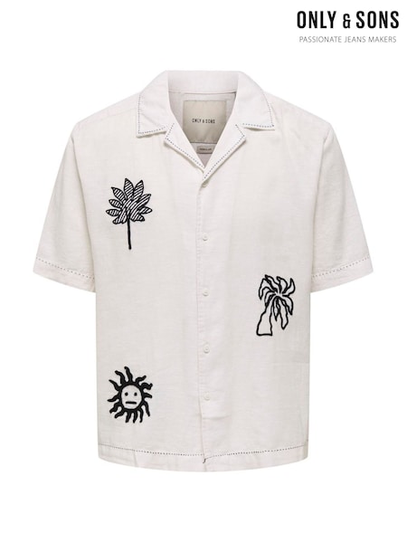 Only & Sons White Embroidery Abstract Shirt (H24307) | R$ 335