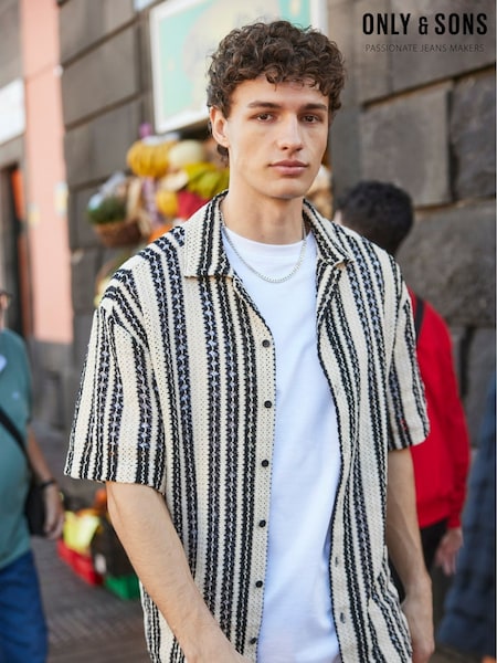 Only & Sons Black Crochet Short Sleeve Summer Shirt (H24310) | €40