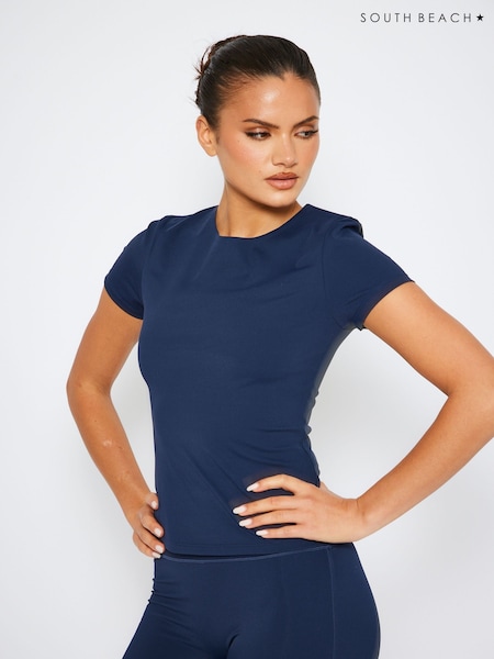 Blau - South Beach Cap Sleeve T-Shirt (H24332) | 41 €