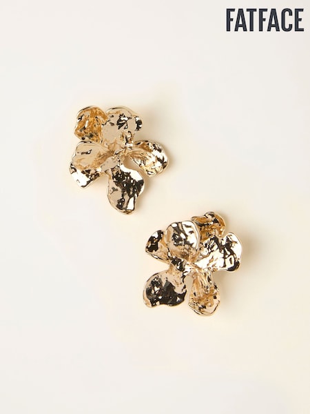 FatFace Gold Tone Large Flower Earrings (H24348) | €19