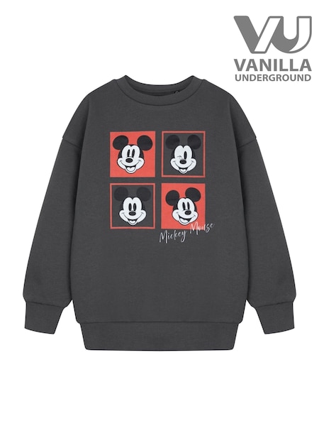 Vanilla Underground Grey Boys Disney Mickey Mouse 100% Cotton Sweatshirt (H24382) | ₪126