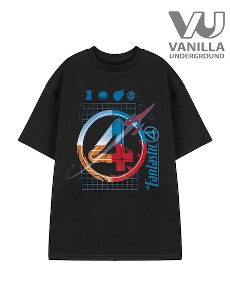 Vanilla Underground Black Mens Marvel Fantastic Four 100% Cotton Short Sleeve T-Shirt (H24397) | AED153