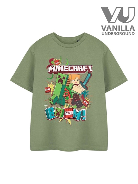 Vanilla Underground Green Boys Minecraft Short Sleeved 100% Cotton T-Shirt (H24408) | €20