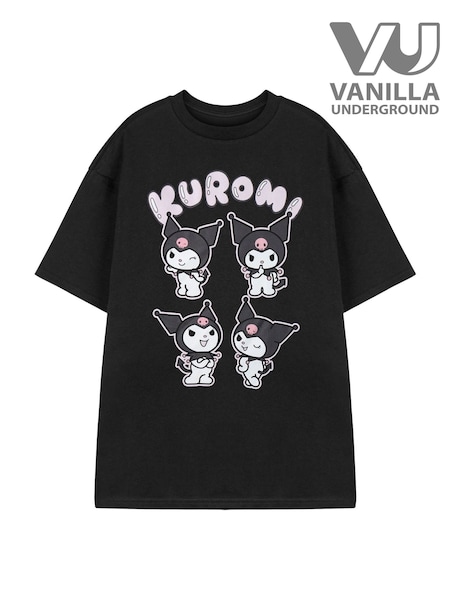 Vanilla Underground Black Womens Hello Kitty Short Sleeved 100% Cotton T-Shirt (H24411) | €26