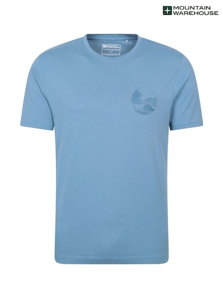 Mountain Warehouse Blue Mens Camping Sketch 100% Cotton T-Shirt (H24504) | €29