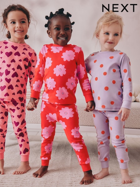 Red/Pink Stampy Print Snuggle Pyjamas 3 Pack (9mths-12yrs) (H24529) | $54 - $73