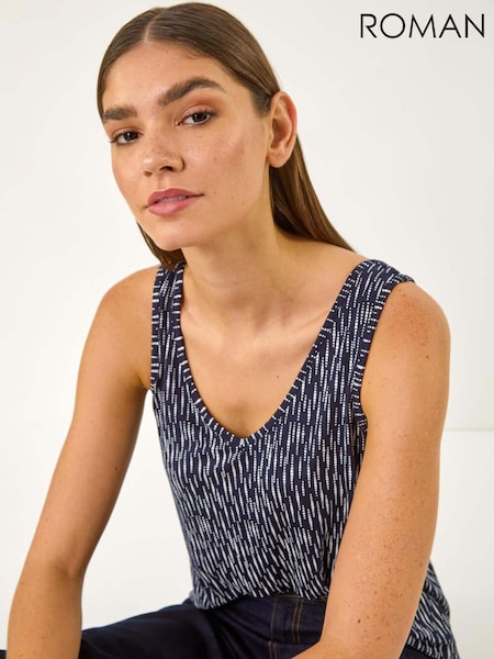 Roman Blue Abstract Print Cami Stretch Vest Top (H24550) | 1,923 UAH