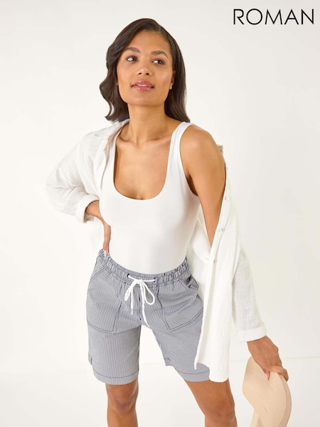 Roman Blue Baby Narrow Stripe Draw String Shorts (H24581) | €40
