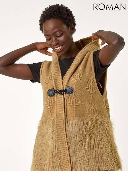 Roman Brown Faux Fur Knit Jumper Vest (H24595) | €51