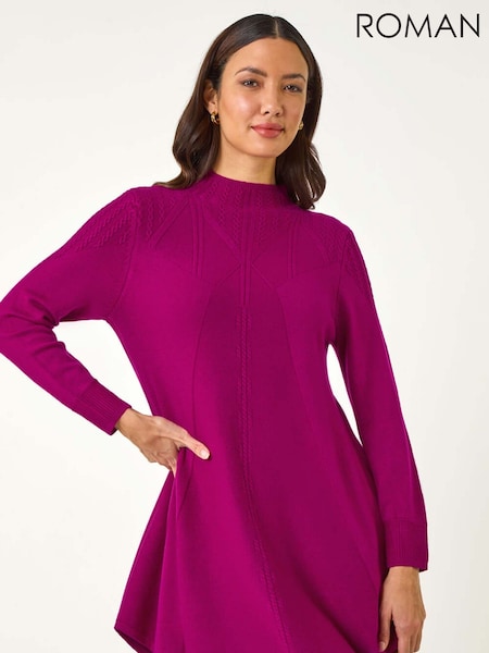 Roman V-Stitch High Neck Knitted Dress (H24650) | ‏346‏₪